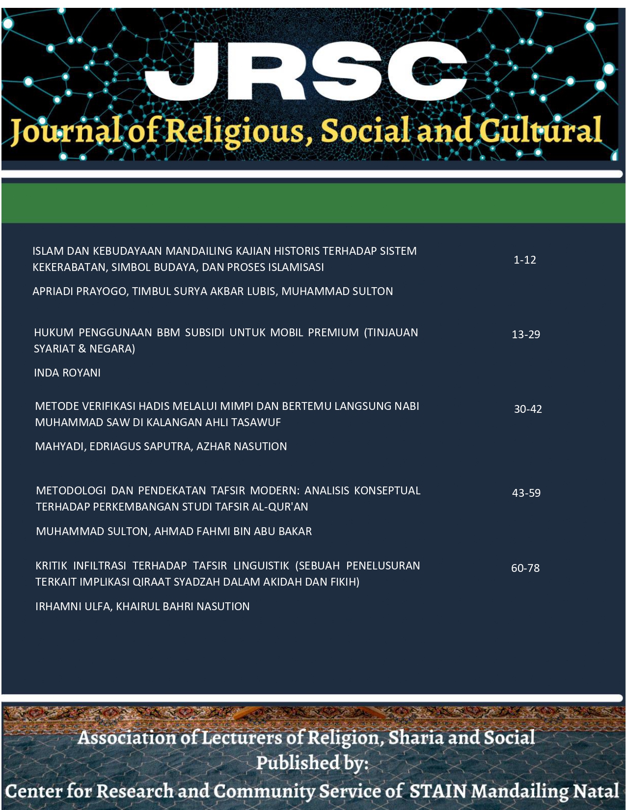 					View Vol. 3 No. 1 (2026): JRSC: Journal of Religious, Social and Cultural 
				
